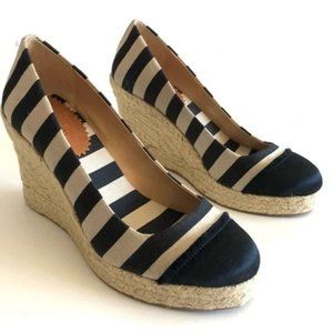 J. Crew Seville Striped Canvas Espadrille Wedge